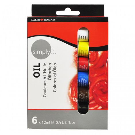 Farby olejne Daler-Rowney Simply Oil, 6 kolorów x 12ml